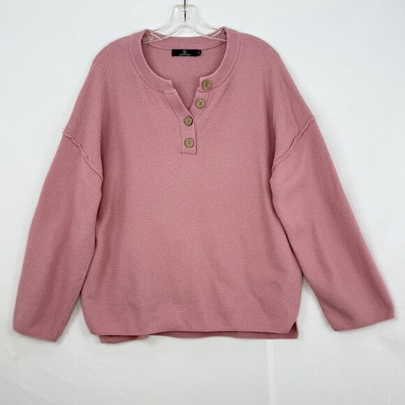 Lillusory Knit Sweater Womens Size XL Pink Henley Oversized - Picture 15 of 15